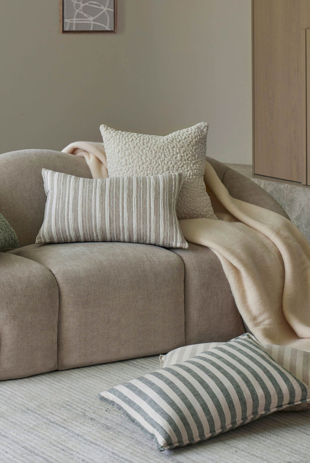 Arden Stripe Cushion - Beige