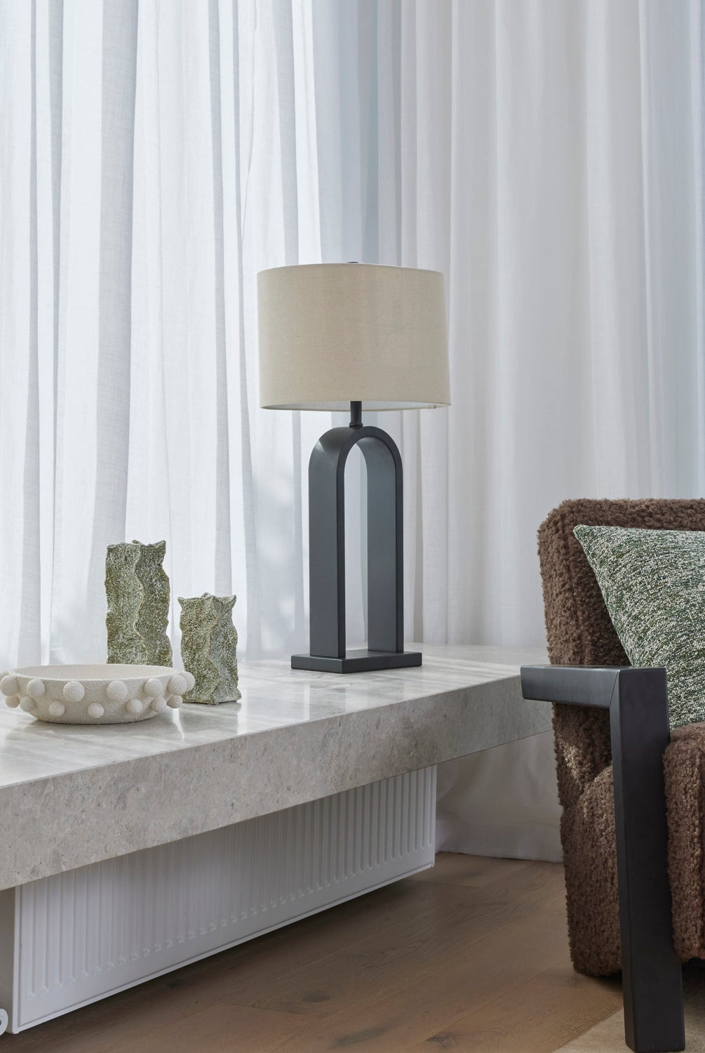 Reed Table Lamp - Taupe & Black - detail or styling view 4