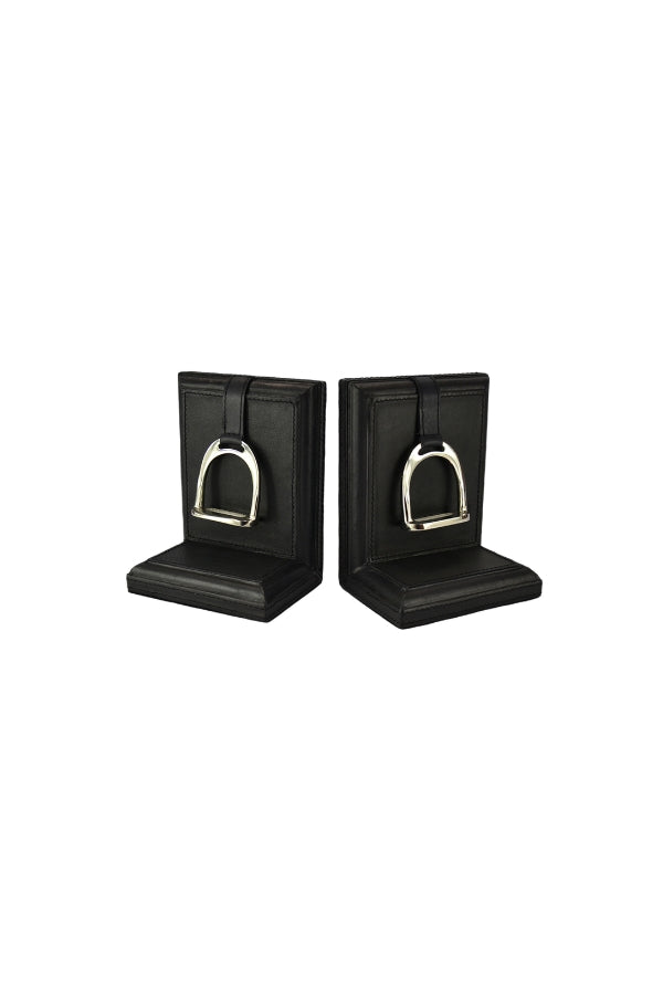 Black Leather Bookends with Stirrups - Magpie Style