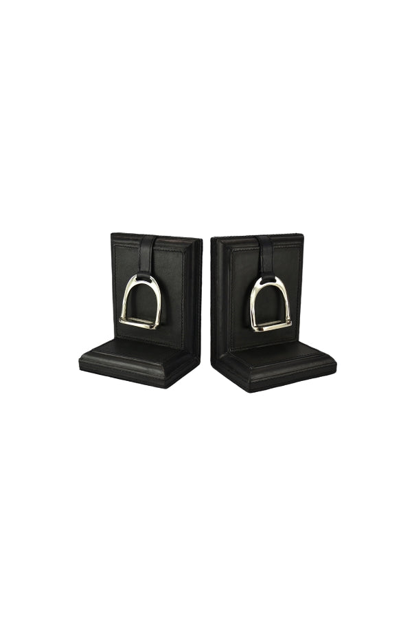 Black Leather Bookends with Stirrups - Magpie Style