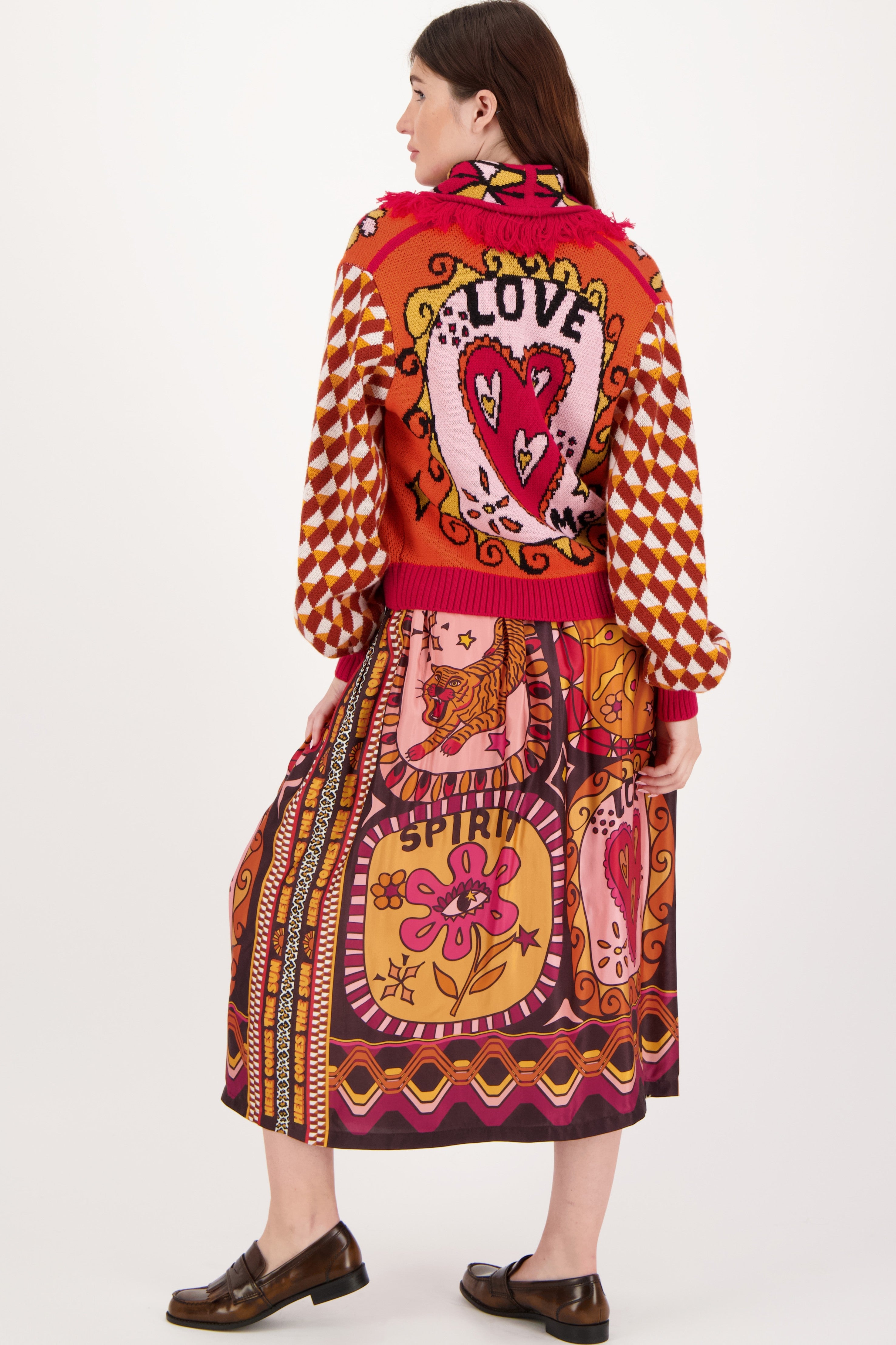 ME369 Vanessa Printed Midi Skirt - Sunset - Magpie Style