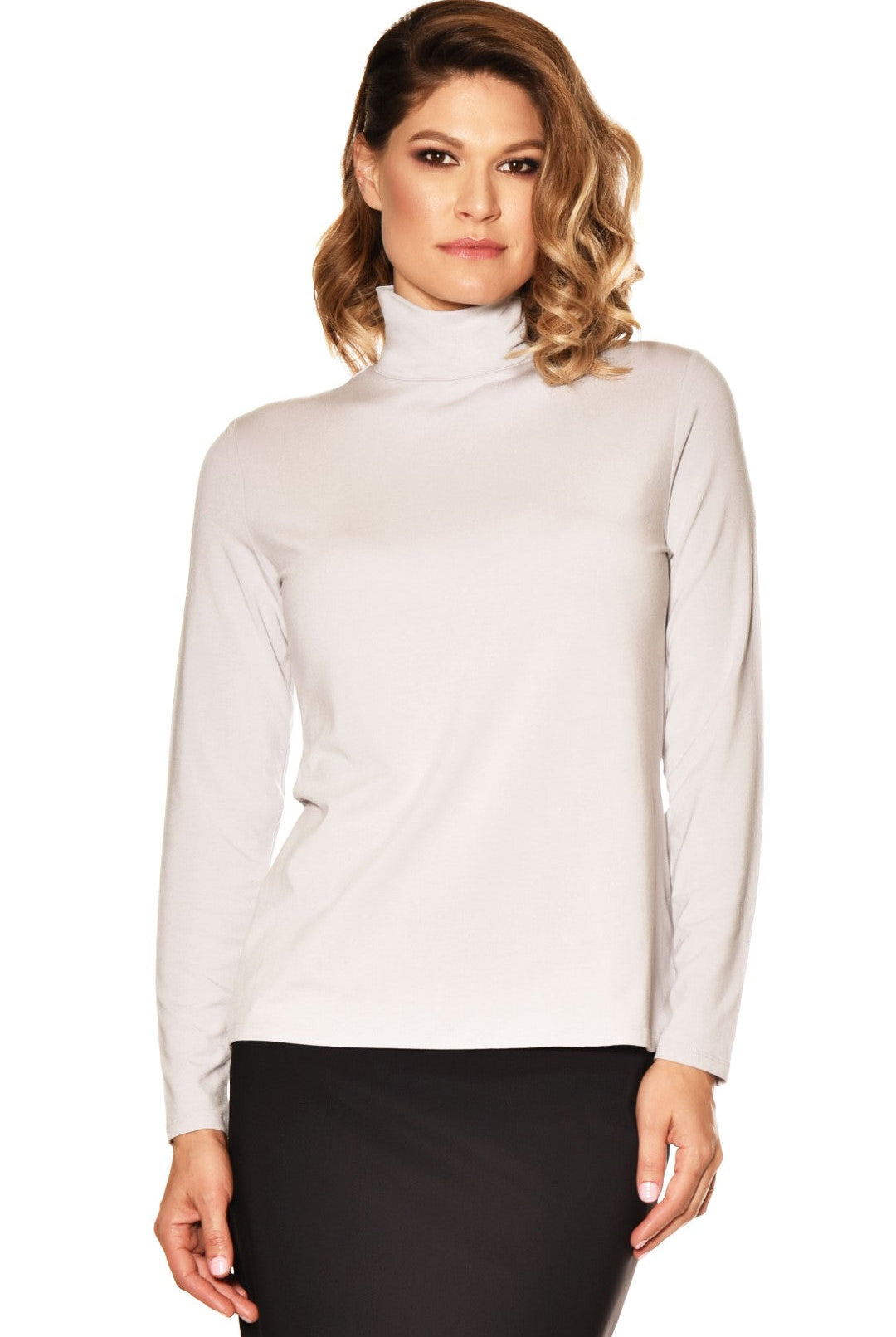 PAULA RYAN ESSENTIALS Easy Fit Long Sleeve Polo Neck Top - MicroModal - Paula Ryan
