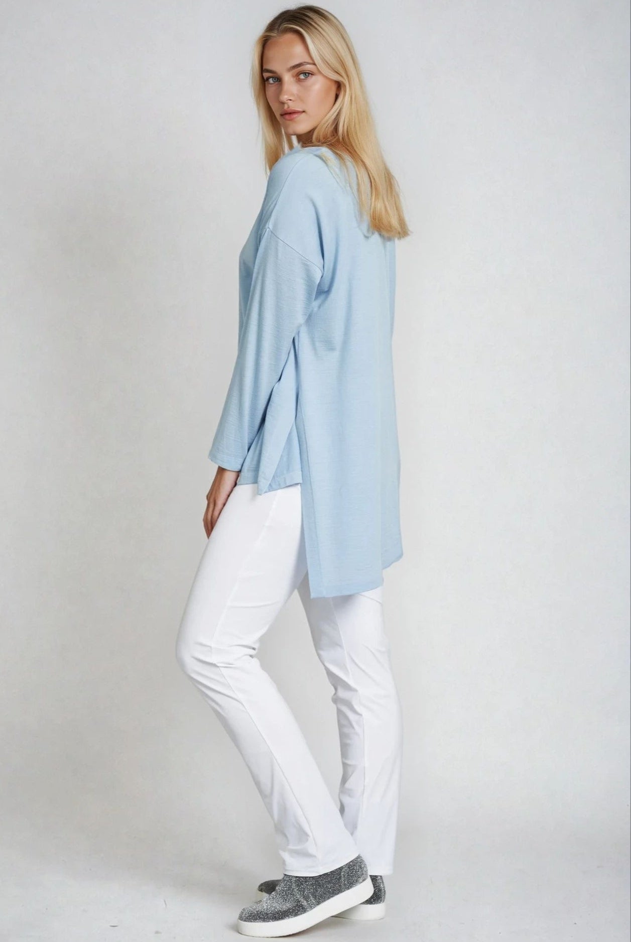 PAULA RYAN Narrow Leg Pant - Classic Microjersey White - Paula Ryan