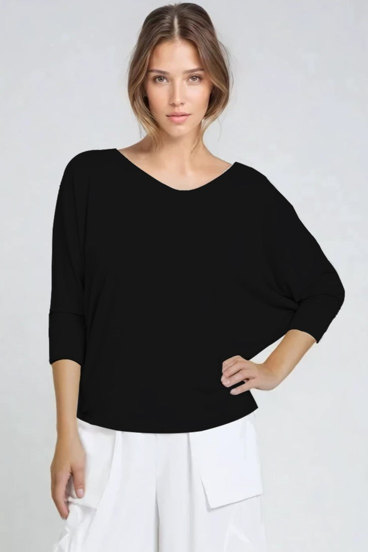 PAULA RYAN Batwing Top Modal Soft - Black - Paula Ryan