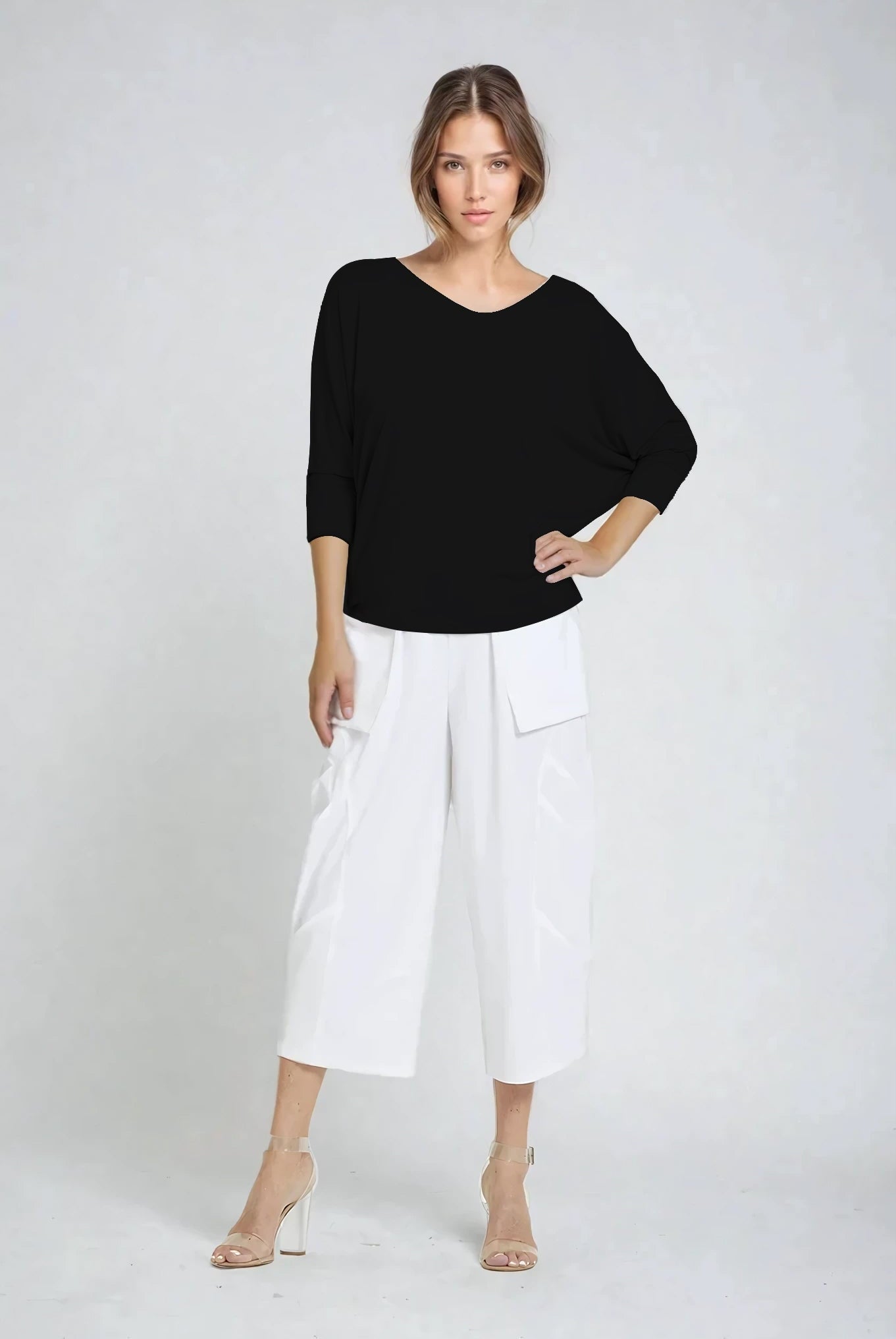 PAULA RYAN Batwing Top Modal Soft - Black - Paula Ryan