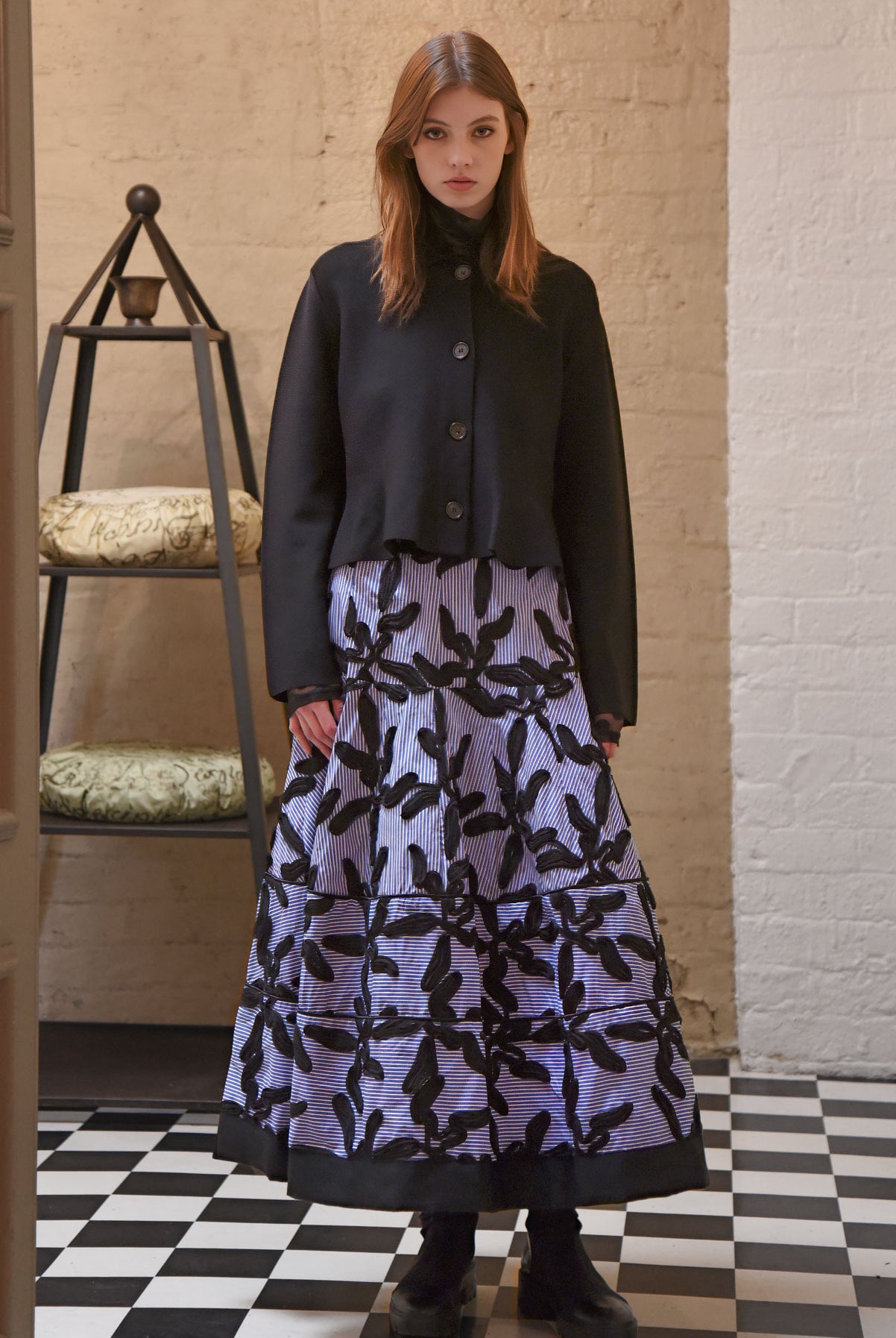 TRELISE COOPER Everytier You Go Skirt - Blue Stripe/Black Lack - Magpie Style