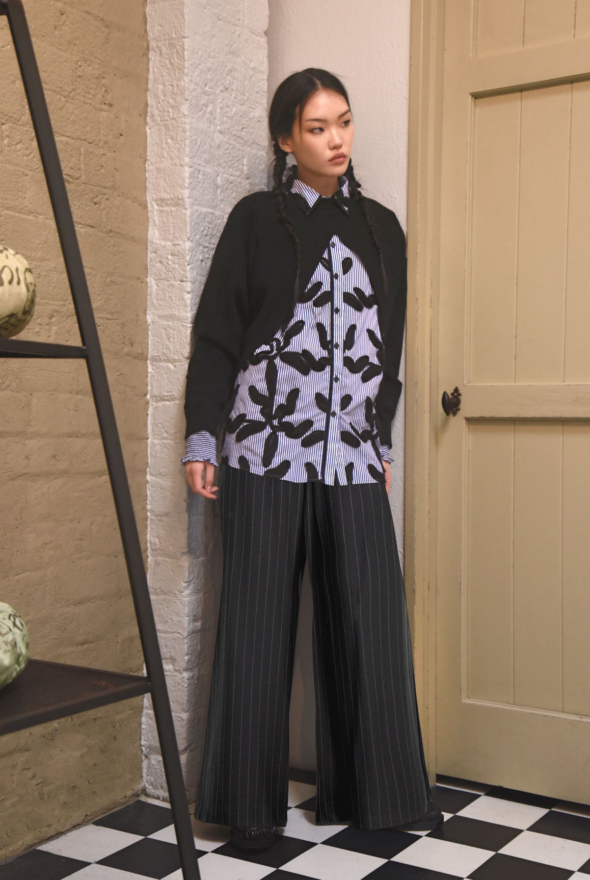 TRELISE COOPER Time to Shir Shirt - Blue Stripe/Black Lack - Magpie Style