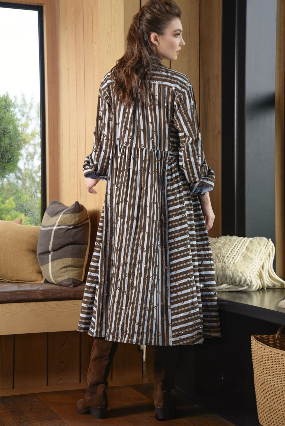 TRELISE COOPER Tied Effects Dress - Blue/Brown Stripe - Magpie Style