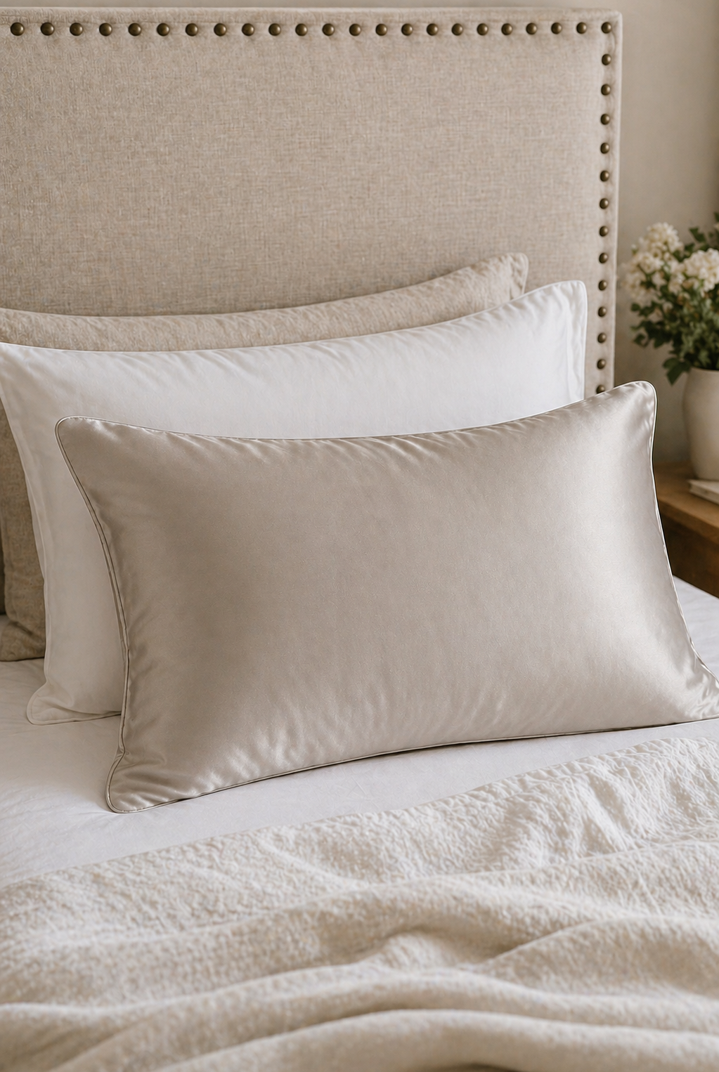 SILK SENSATION - Pillowcase - Taupe - Paula Ryan