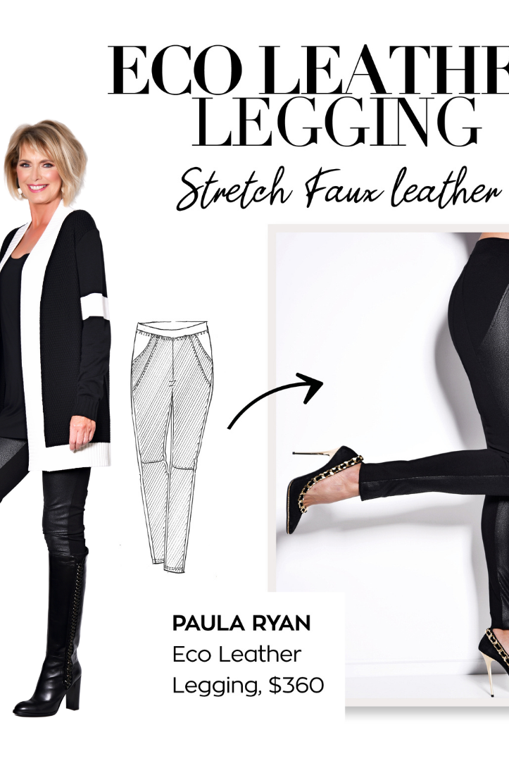 PAULA RYAN Eco Leather Roma Pant - Hickory/Black - Paula Ryan