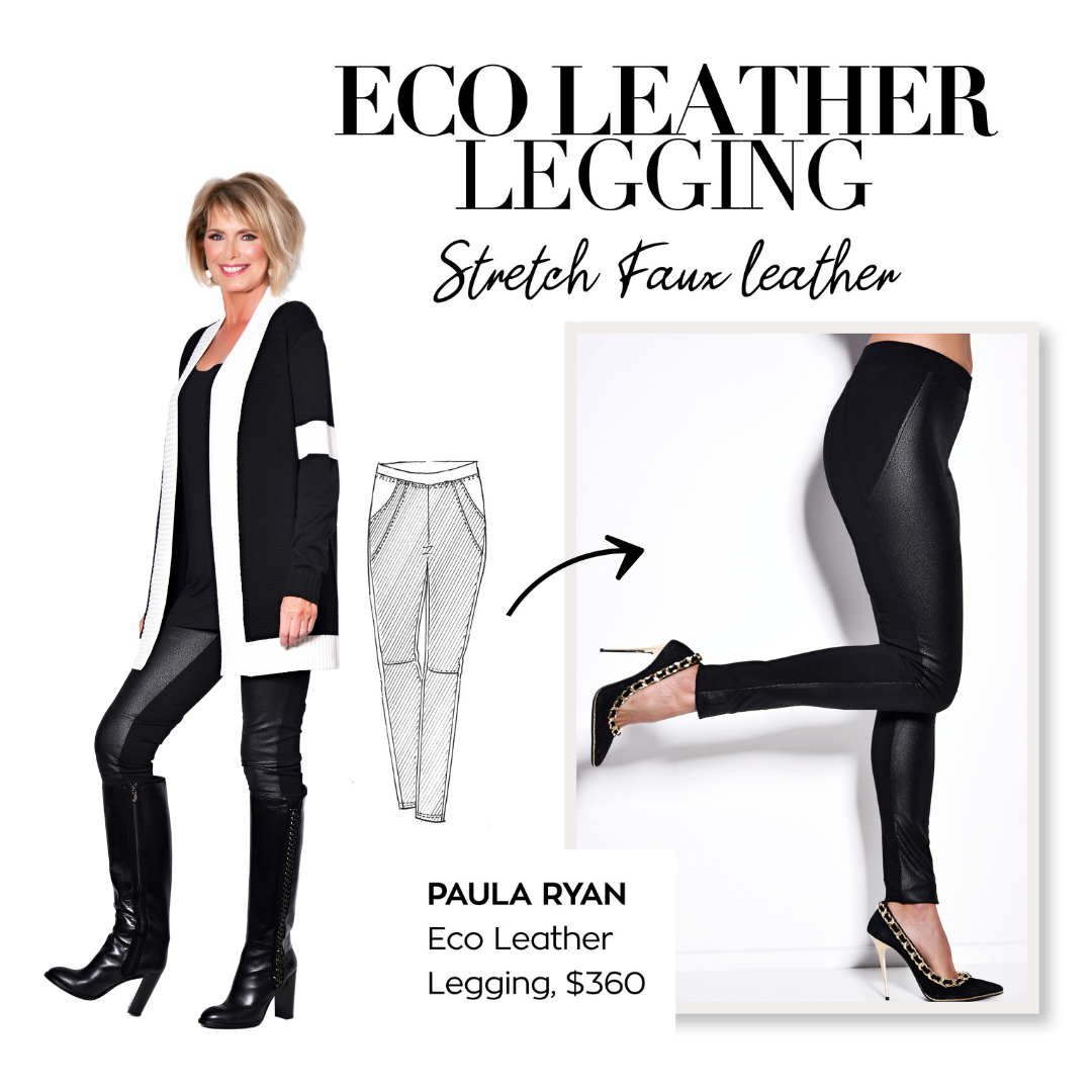 PAULA RYAN Eco Leather Roma Pant - Hickory/Black - Paula Ryan