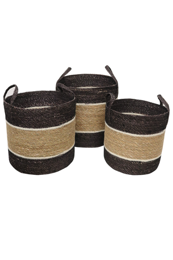 Seagrass Natural & Black Storage Basket - Large - Magpie Style