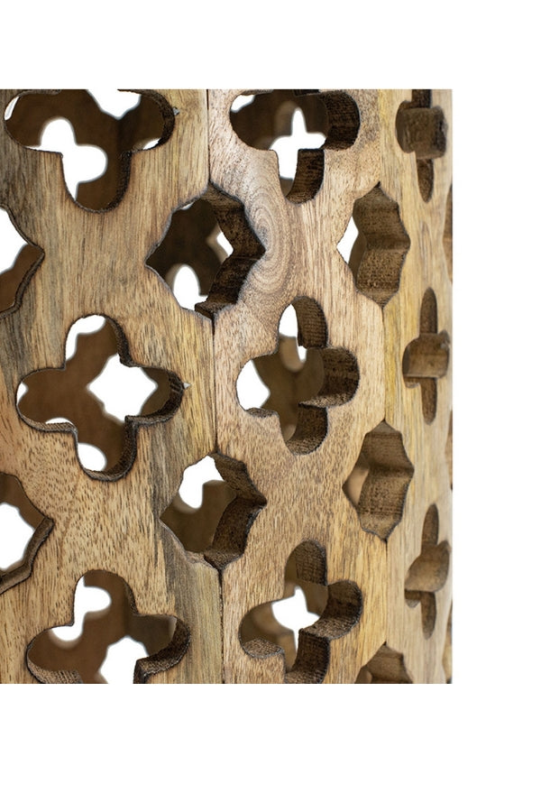 Mango Wood Carved Side Table - Small - Magpie Style
