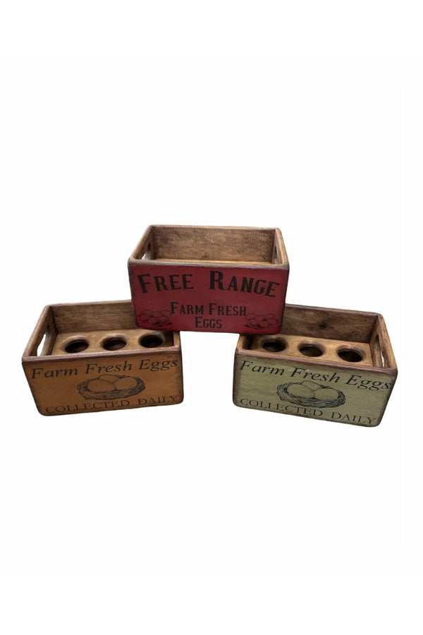 Wooden Vintage Egg Tray - 6 Egg - Magpie Style