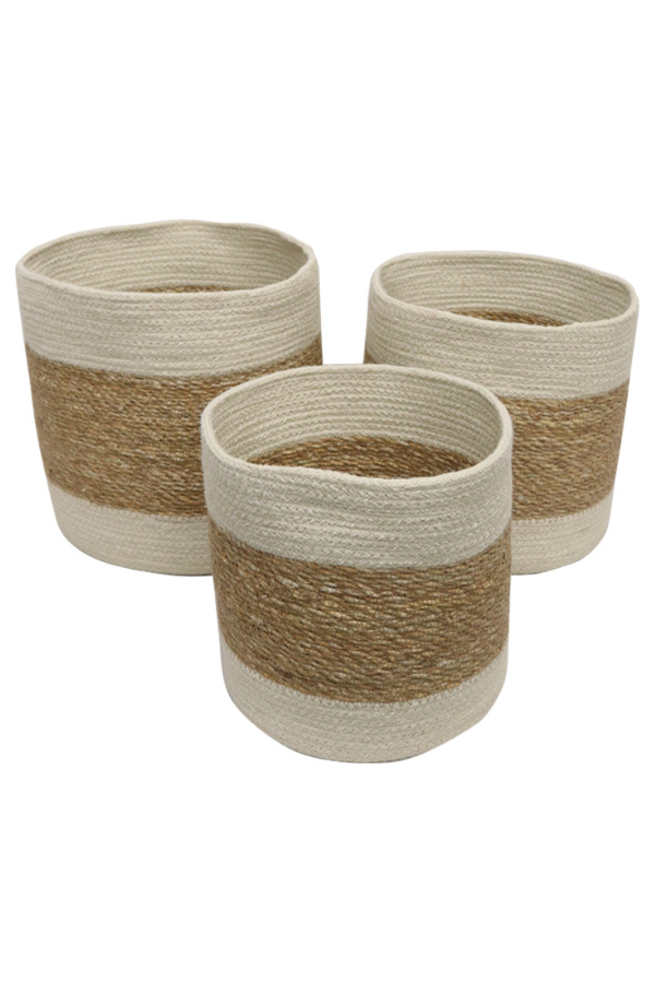 Seagrass Natural & White Storage Basket - Medium - Magpie Style
