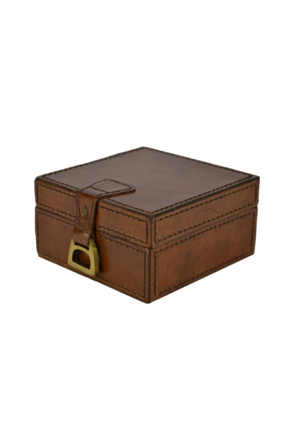 Leather Box with Brass Stirrups -Tan - Magpie Style