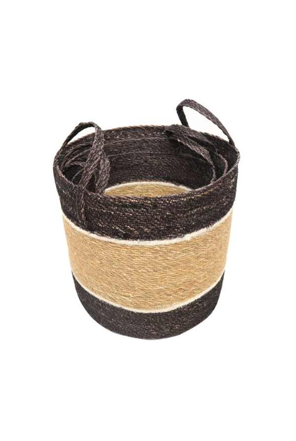 Seagrass Natural & Black Storage Basket - Large - Magpie Style
