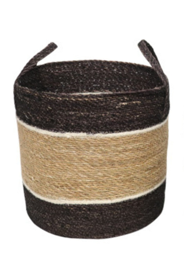 Seagrass Natural & Black Storage Basket - Large - Magpie Style