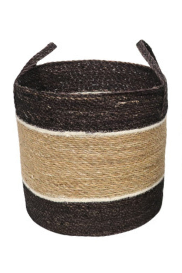 Seagrass Natural & Black Storage Basket - Large - Magpie Style