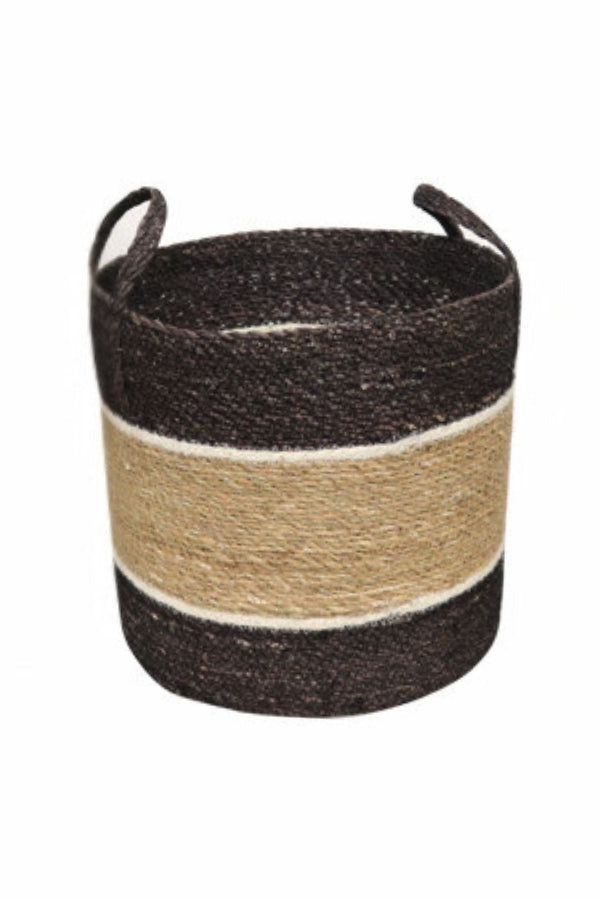 Seagrass Natural & Black Storage Basket - Medium - Magpie Style