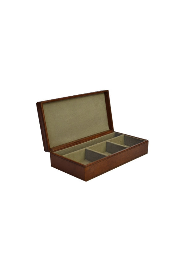 Leather Sectioned Jewel/Cufflink Box - Magpie Style