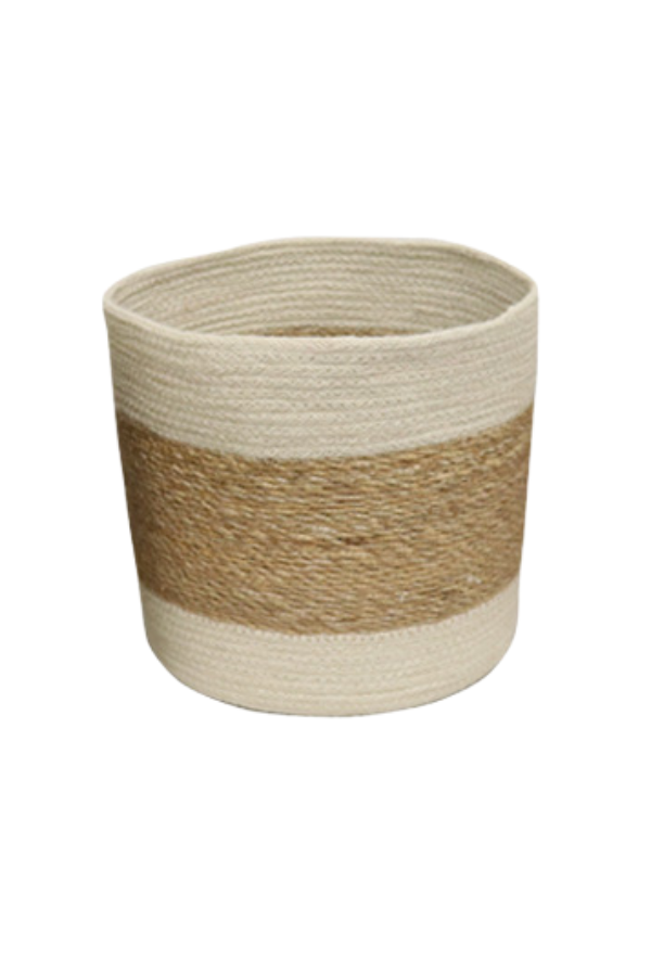 Seagrass Natural & White Storage Basket - Medium - Magpie Style