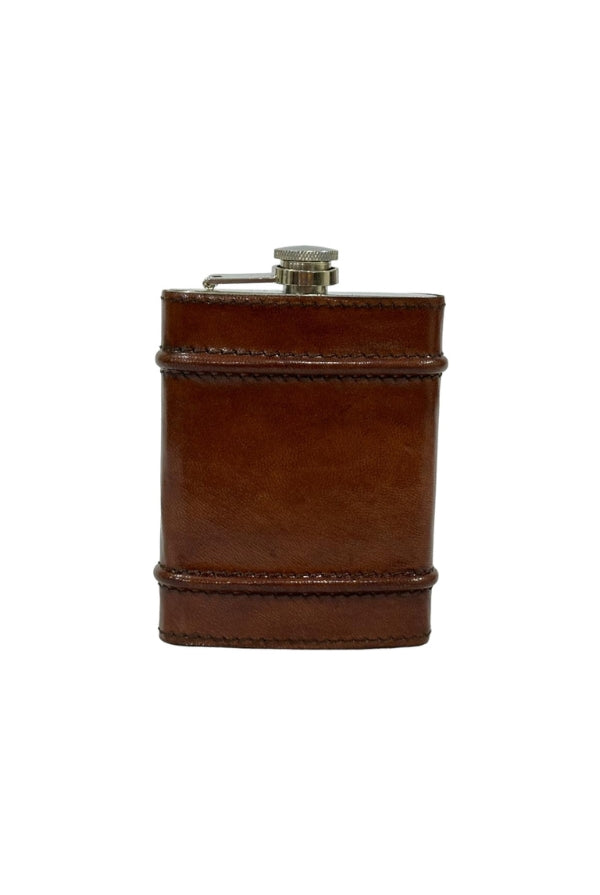 Leather Hip Flask with Ridges - Tan - Magpie Style