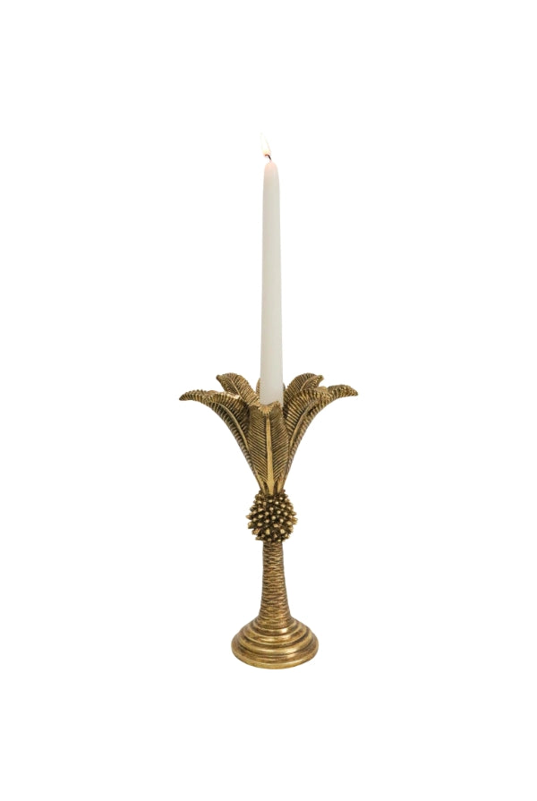 Gold Medium Queen Palm Candle Holder - Magpie Style