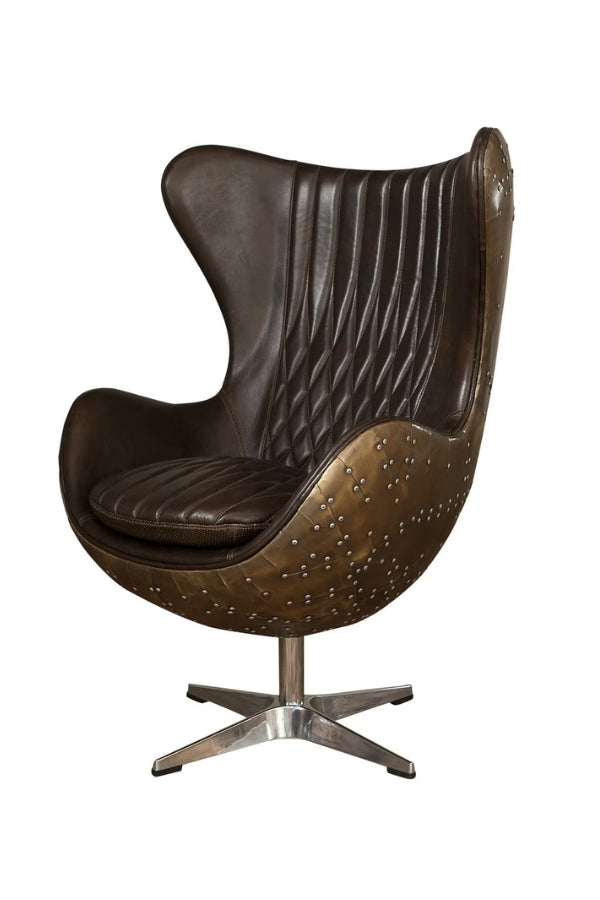Egg Leather Swivel Chair - Magpie Style