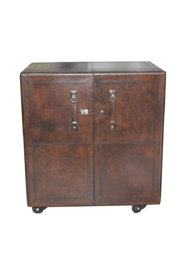 Leather Bar Cabinet - Chocolate Brown - Magpie Style