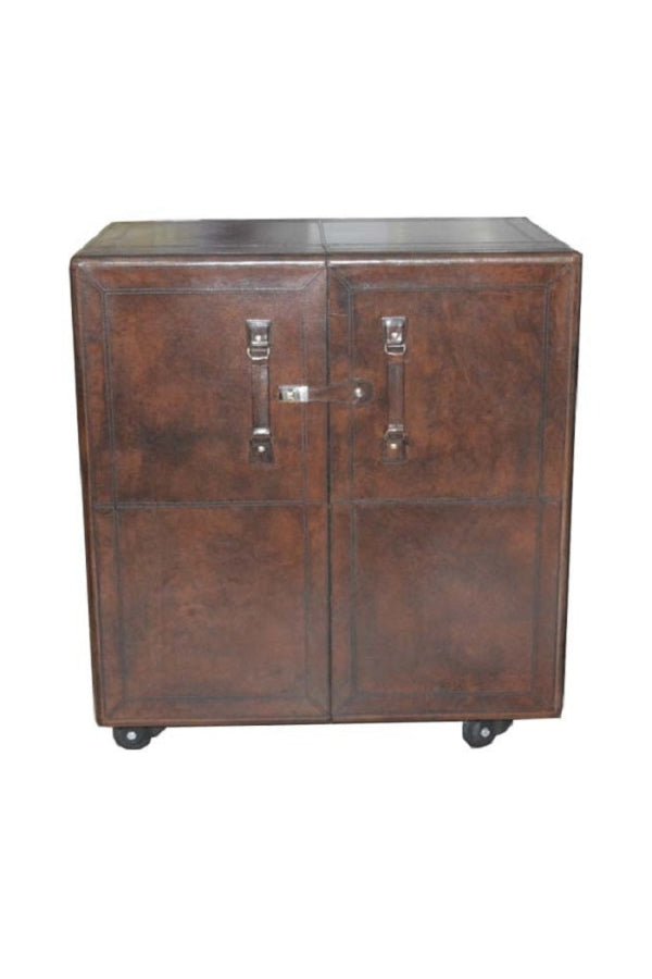 Leather Bar Cabinet - Chocolate Brown - Magpie Style
