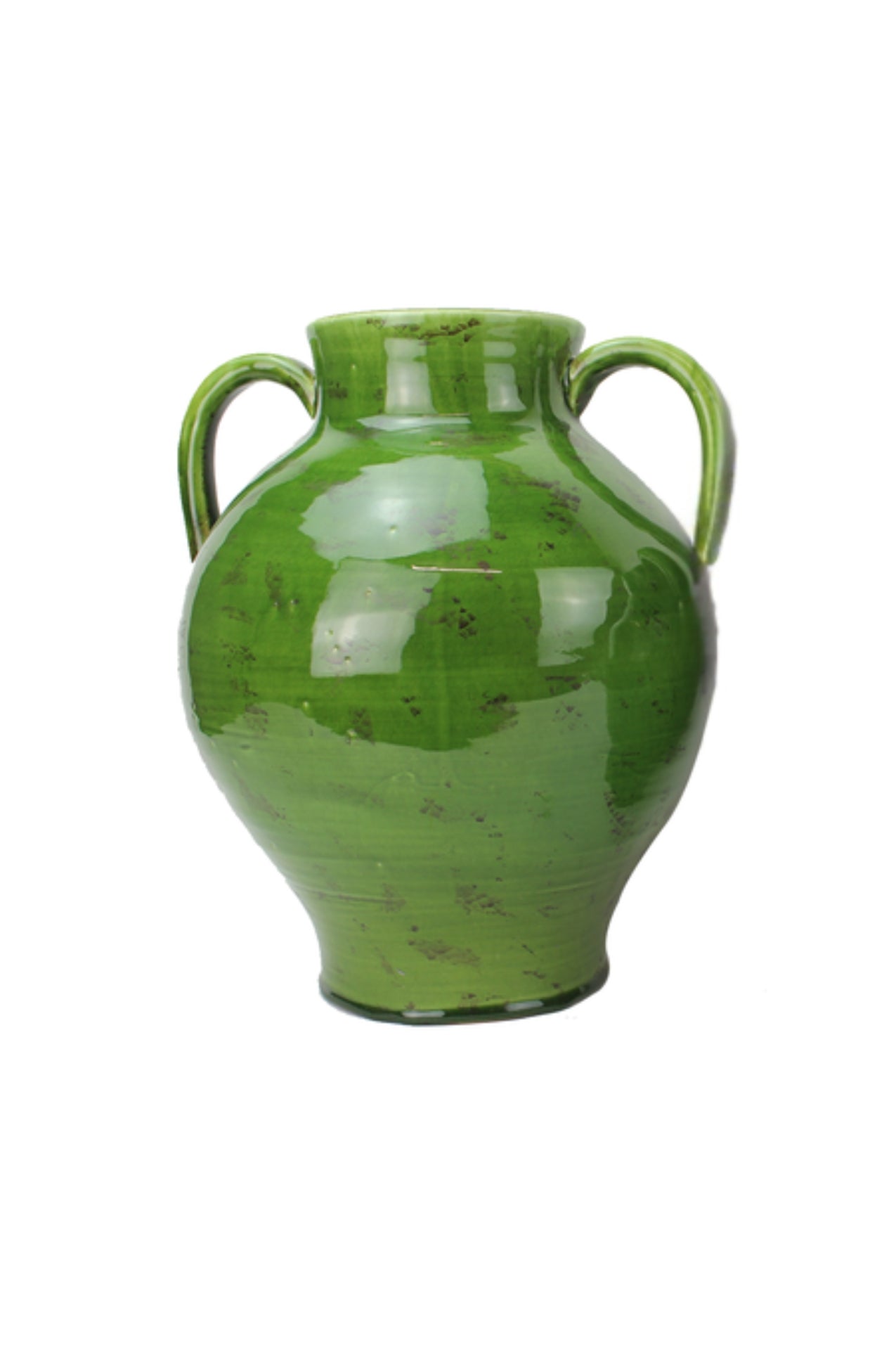 Olive Green Twin Handle Vase - Large - Magpie Style