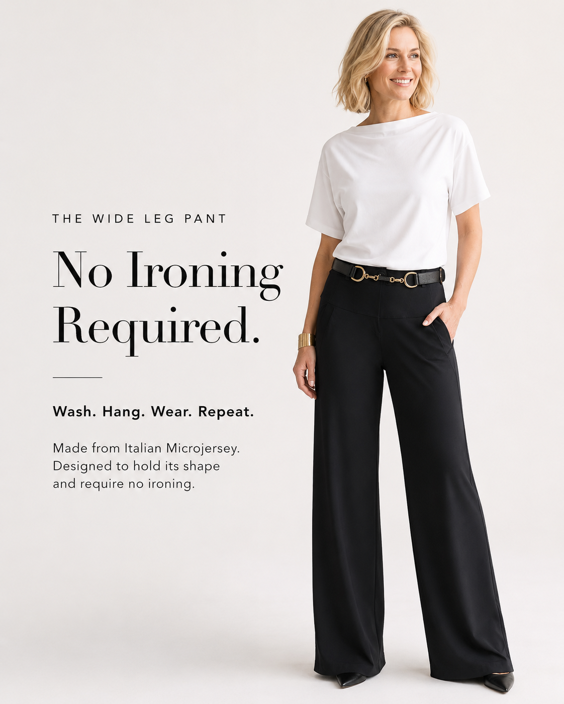 PAULA RYAN Wide Leg Pant - Microjersey Black - Paula Ryan