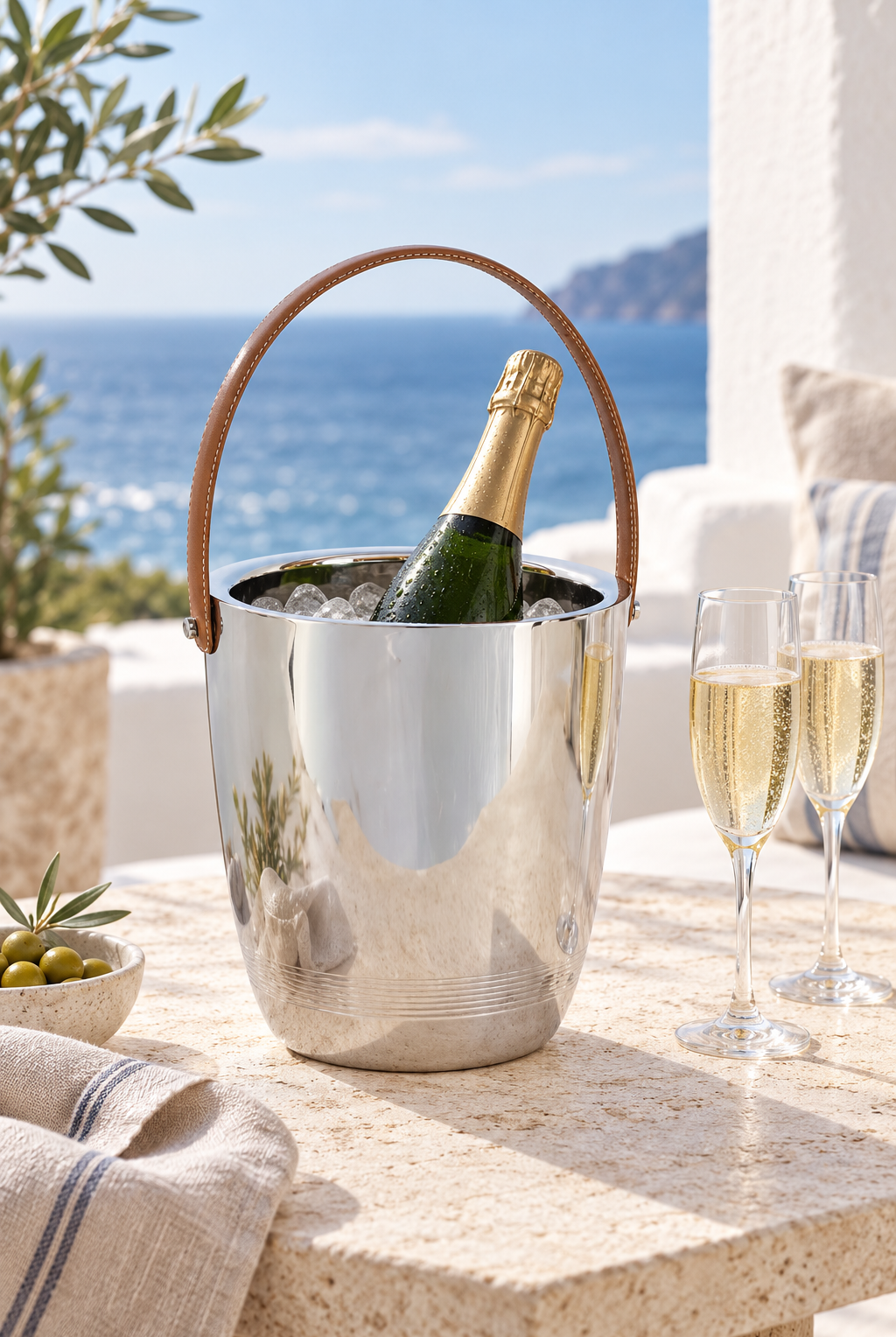 Belvedere Champagne Carrier styled for elegant coastal entertaining