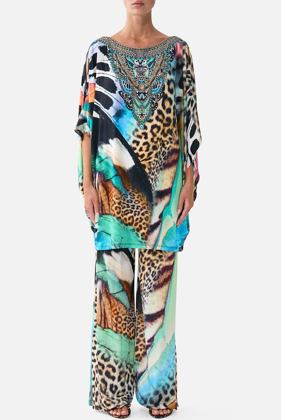 CAMILLA Bat Sleeve Kaftan with Cold Shoulder - Butterfly Bohemia - view 1