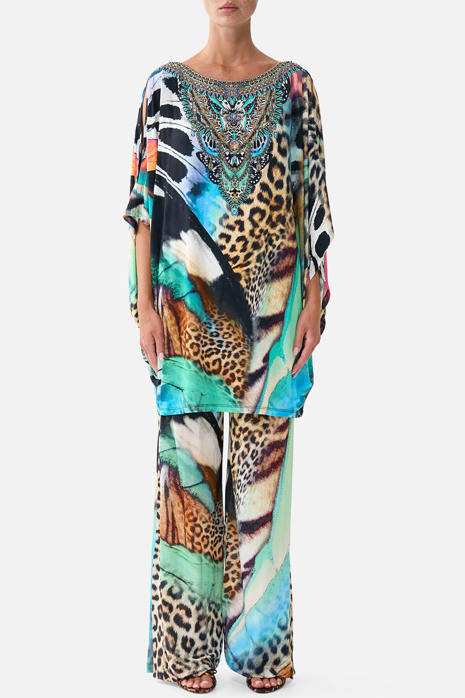 CAMILLA Bat Sleeve Kaftan with Cold Shoulder - Butterfly Bohemia - view 1