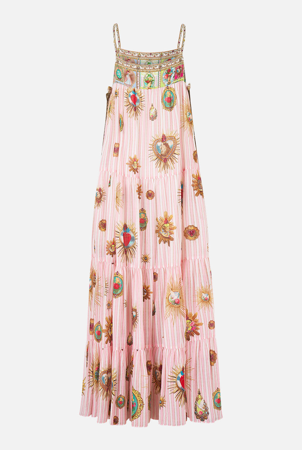 CAMILLA Long Tiered Dress with Bow Ties - Painted Prayers - view 6