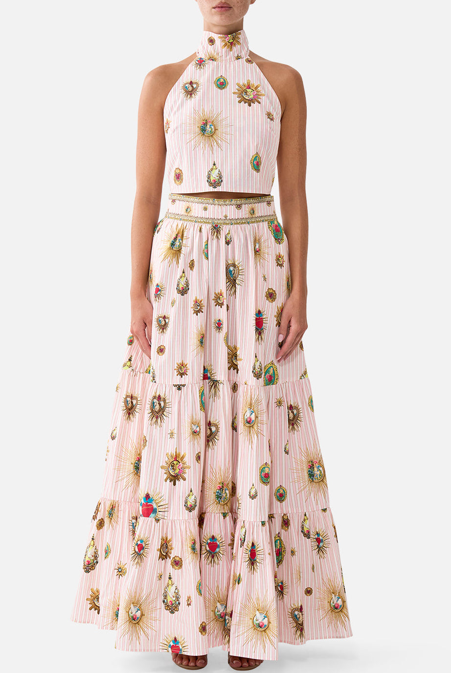 CAMILLA High Waisted Tiered Skirt - Painted Prayers - view 1