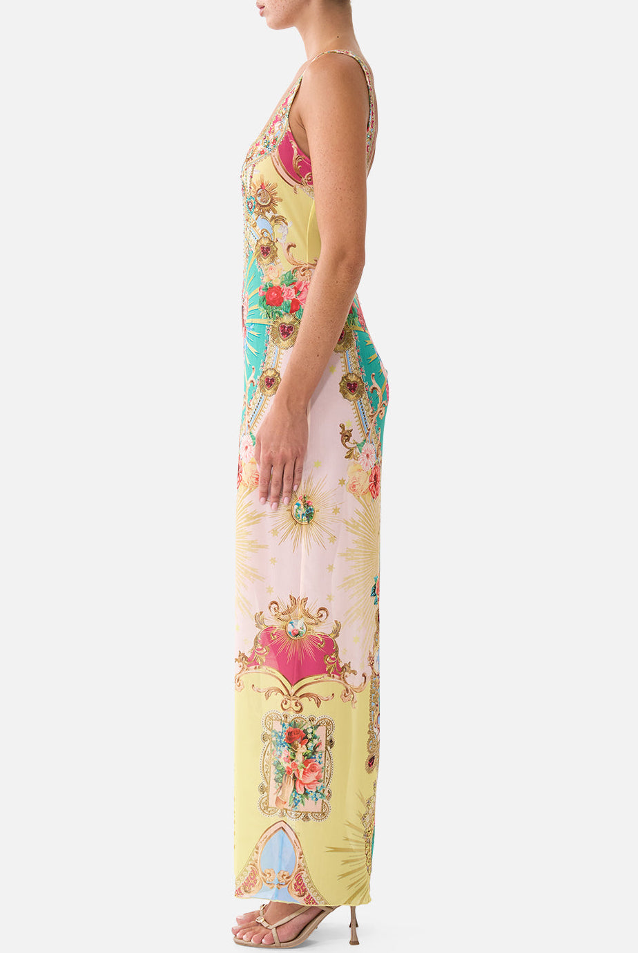 CAMILLA Square Neck Beach Maxi Dress with Low Back - Painted Prayers - view 4