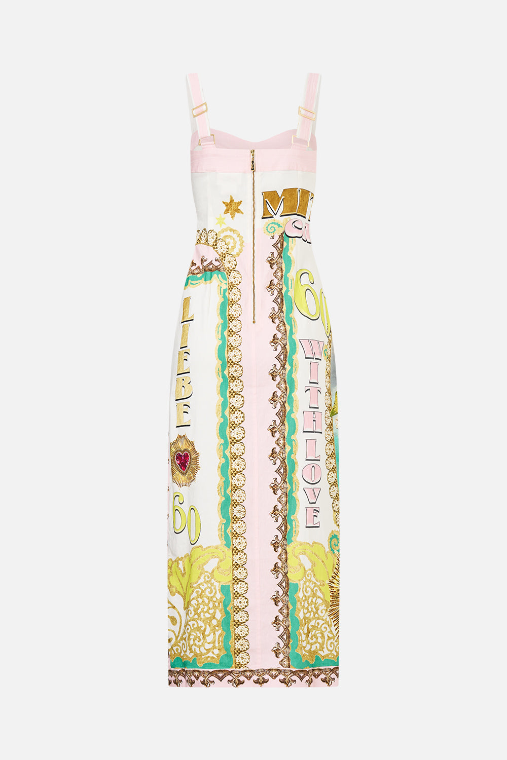 CAMILLA Form Fitted Midi Dress with Topstitching - Painted Prayers - view 6
