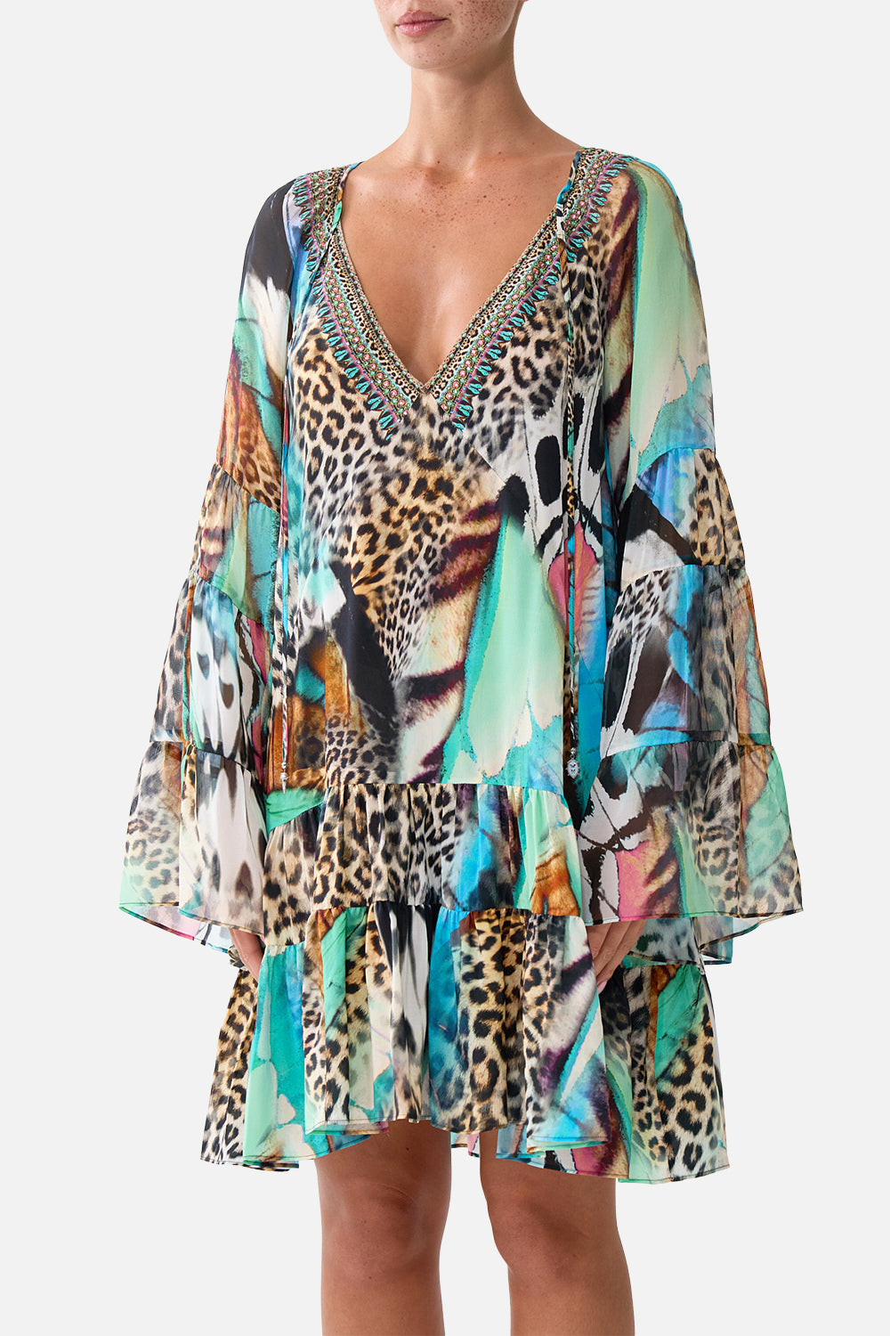 CAMILLA A-Line Gathered Panel Dress - Butterfly Bohemia - view 5