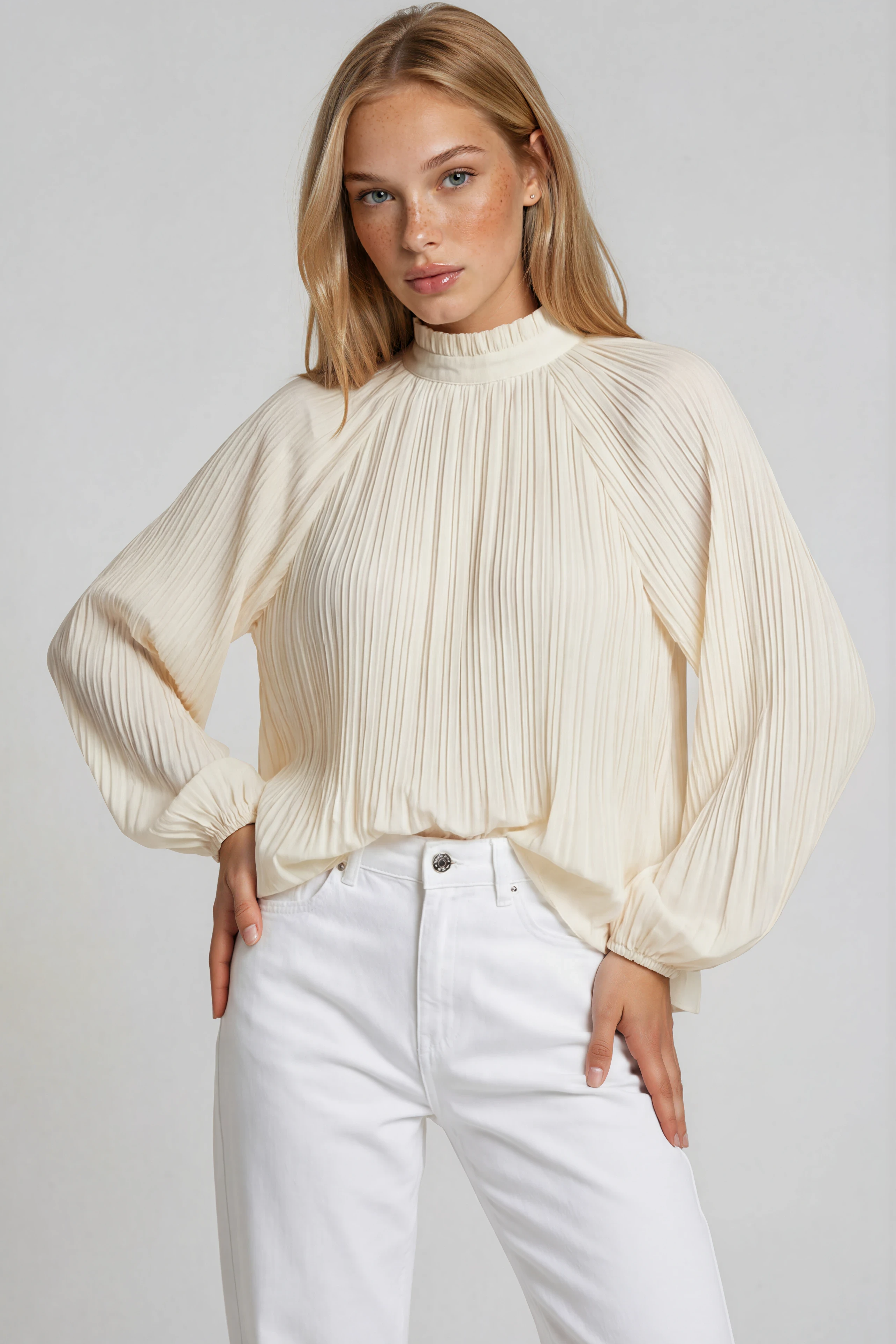 HERZEN'S ANGELEGENHEIT Pleated Blouse - Vanilla - Magpie Style