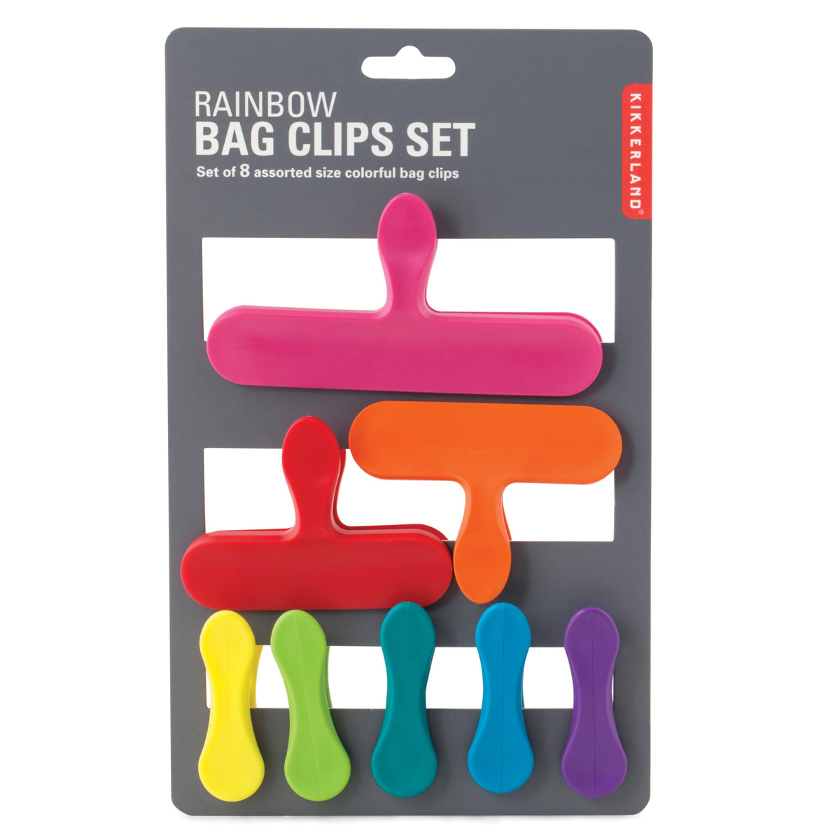 Rainbow Bag Clips - Assorted Sizes, Set of 8 - 12