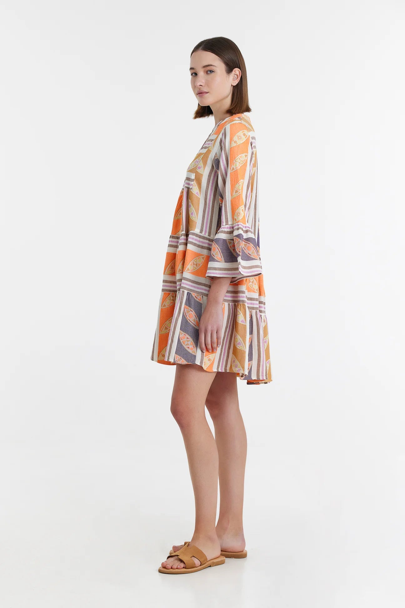 DEVOTION TWINS - Hermosa Short Dress Orange/Lilac - Magpie Style