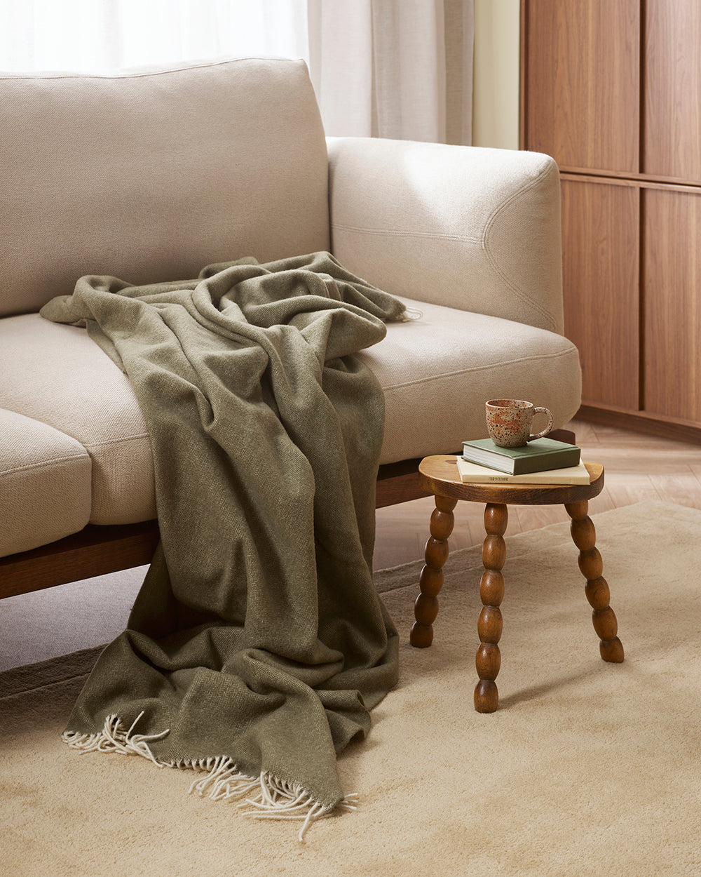 Mosman Merino Wool Throw - Olive - view 2