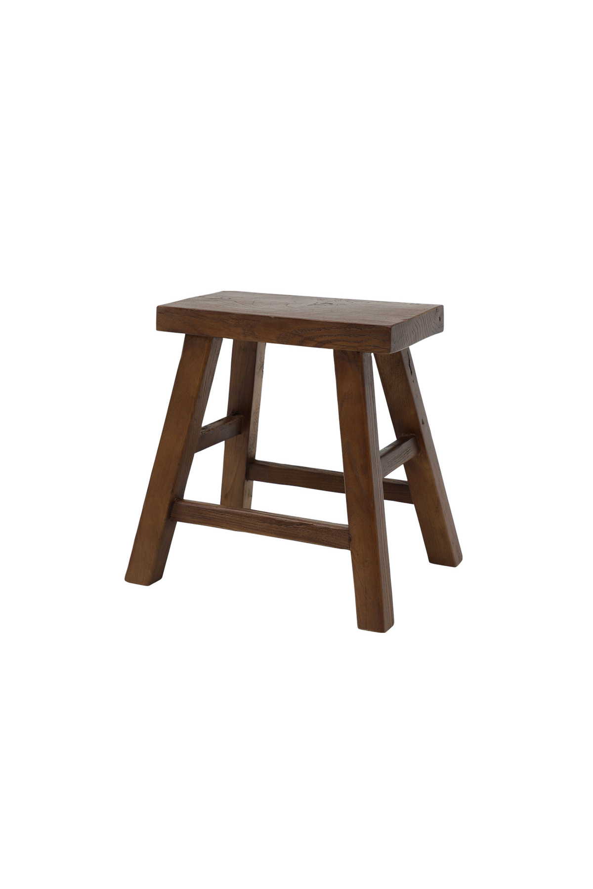 Parq rectangular stool in walnut-finished reclaimed elm