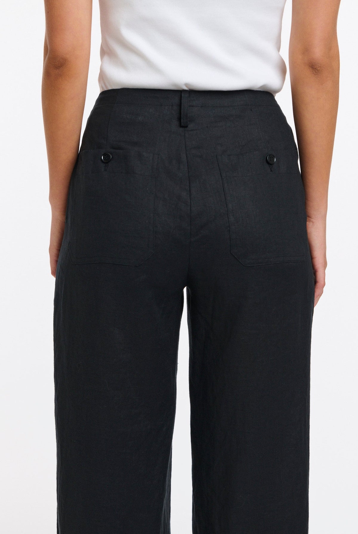 365 DAYS Leni Cuffed Linen Pants - Black, supplier photo 5