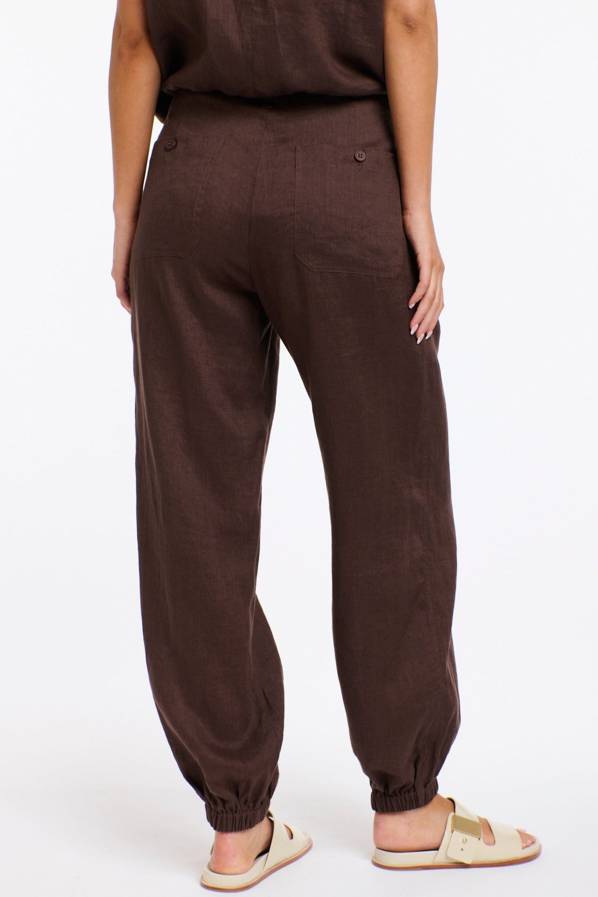 365 DAYS Leni Cuffed Linen Pants - Chocolate, supplier photo 6