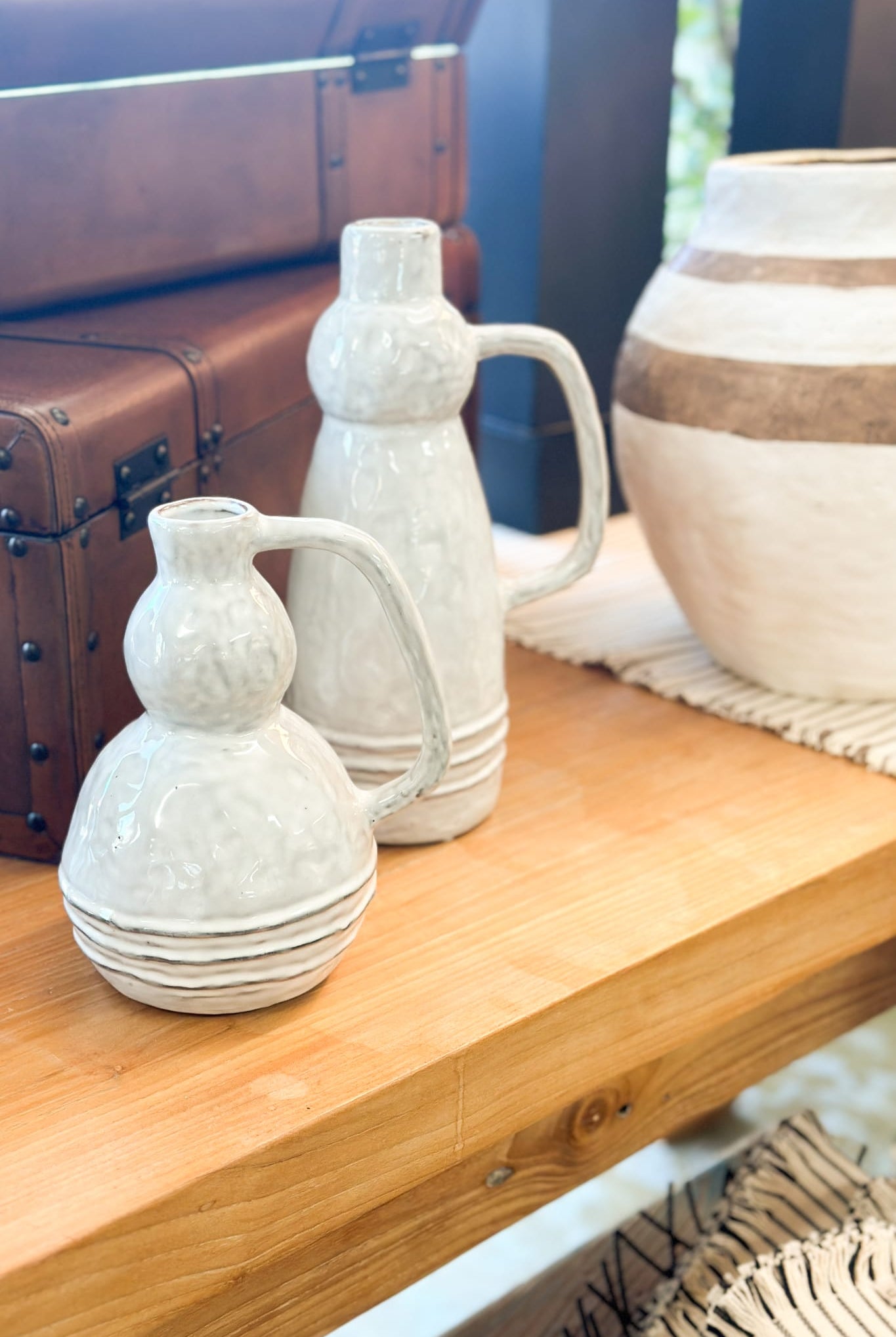 Tall Organic Stripe Jug - Magpie Style