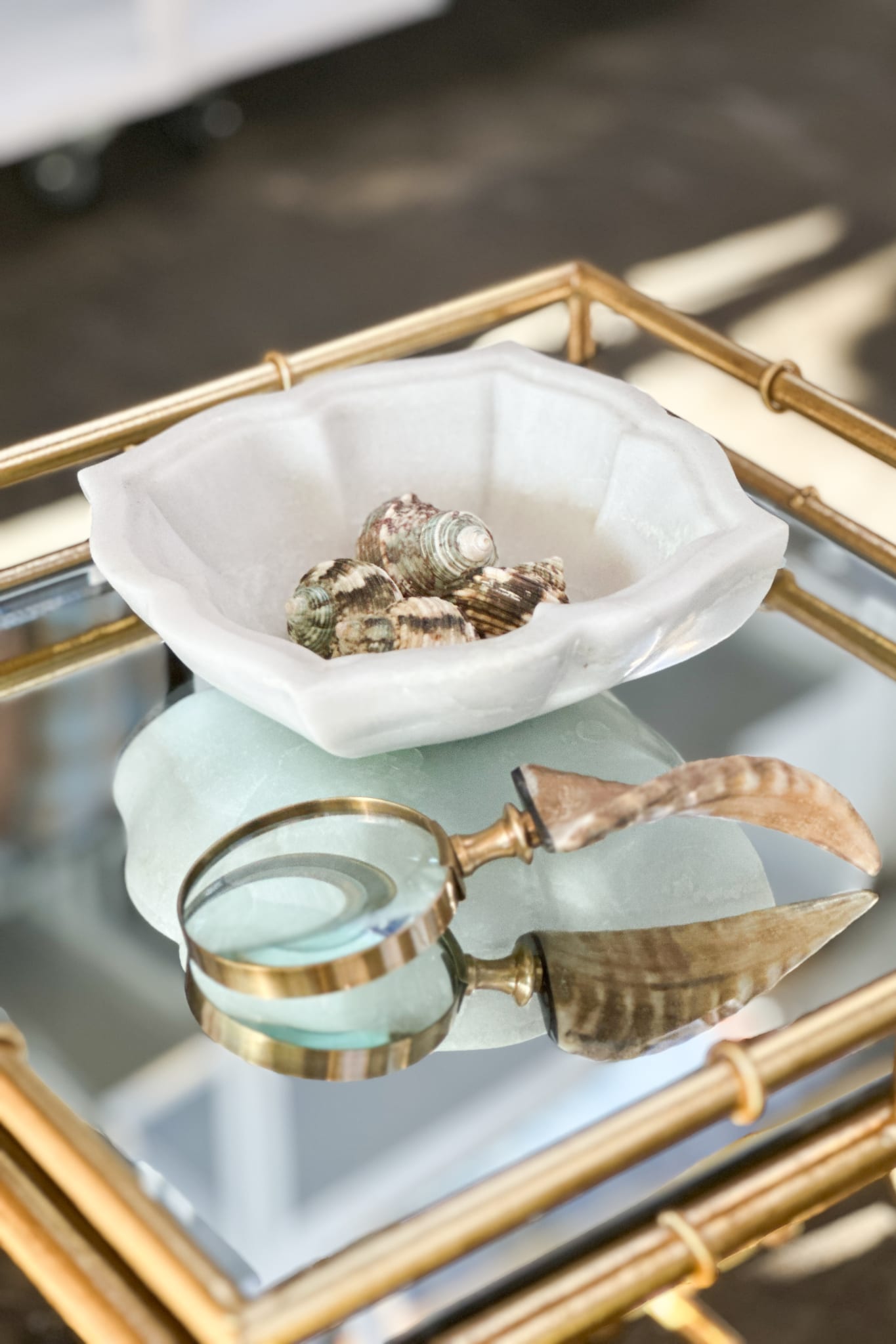 Marble Bowl, Lotus Floral - Magpie Style